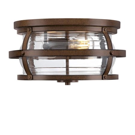 WESTINGHOUSE Fixture Ceiling Outdoor Flush-Mount 60W 2-Light Weatherby 14In Brnwd Clear Glass 6112600